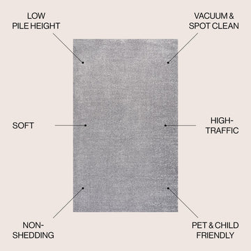 Haze Solid Low-pile Area Rug Gray